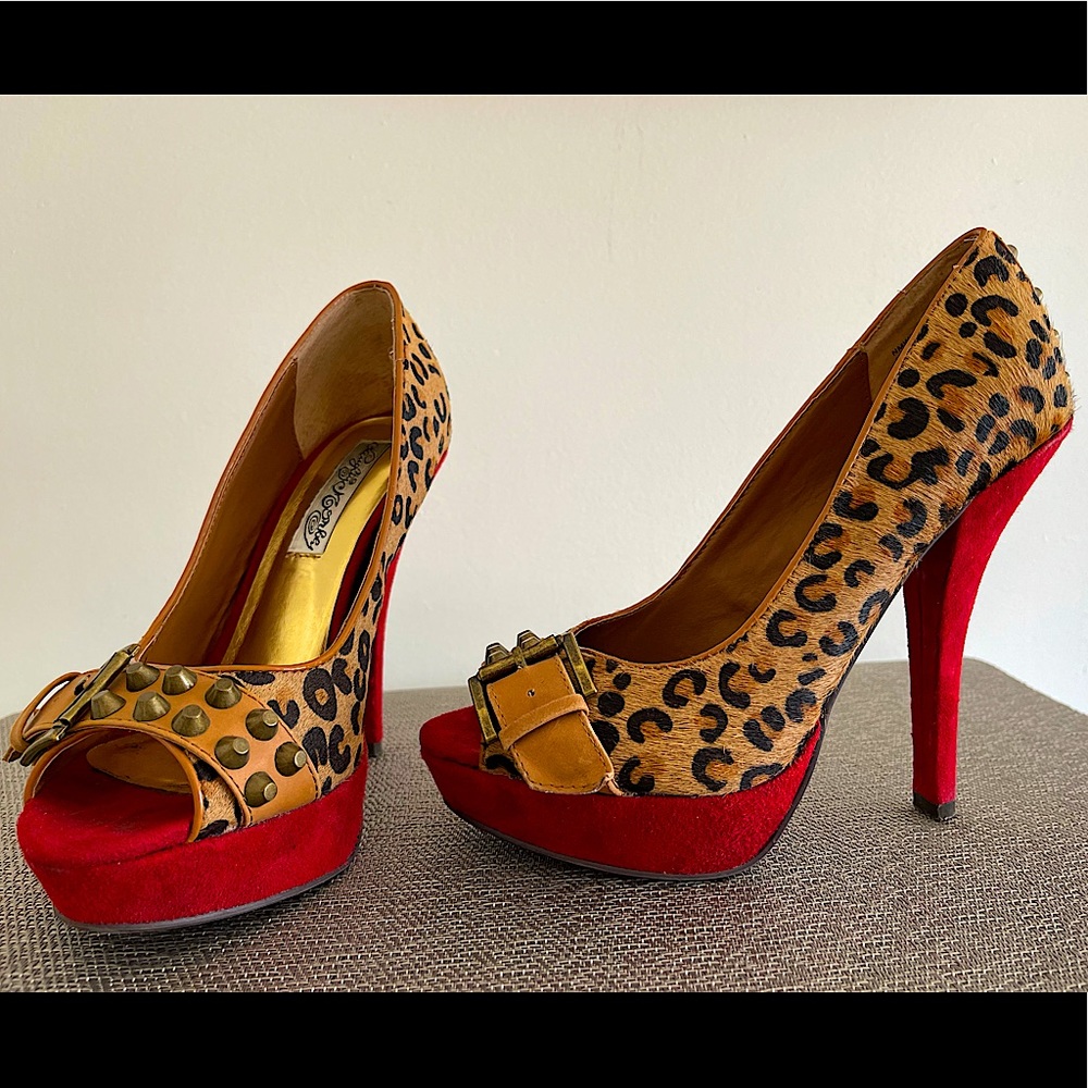 Naughty Monkey animal print heels